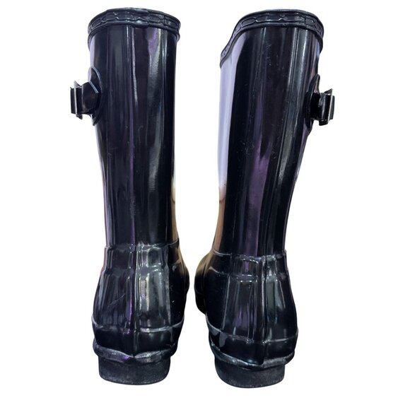 Hunter Original Short Gloss Women's Rubber Short Boots Black Size 6 - Picture 5 of 9